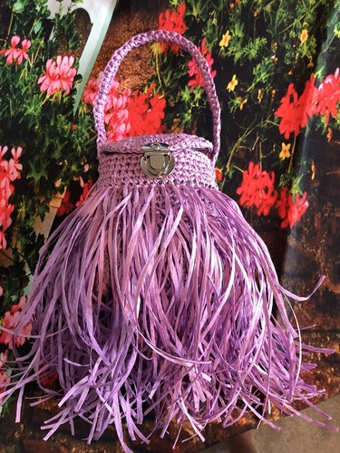 Handmade crochet fringe purple - crochet,