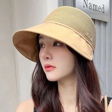 Foldable Wide Brim Sun Hat - Ladies Summer Beach Hatat Anti-UV Beach Visor Caps