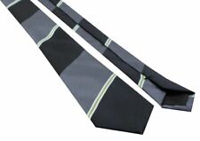 SMART MENS TIE > Skinny Retro Black Grey Green White Stripe Silk Blend Necktie