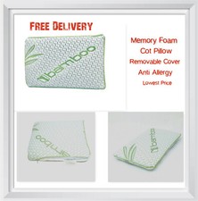 Bamboo Memory Foam Cot Pillow Super Soft- Kids, Junior Toddler Pillow 25x40CM