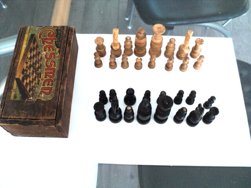 Antique wooden chessmen - antique,