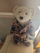 15" Chad Valley Teddy Bear in Dressing Gown Robe and Slippers Plush Soft Toy