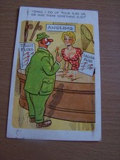 Comic Vintage Postcard Saucy Seaside Fishing Shop Angling 1956 Jester Edition