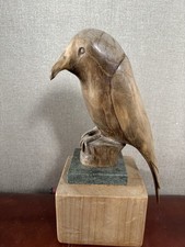 Hand Carved Vintage Wooden Bird Sculpture Decorative Art