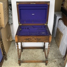 Edwardian oak cutlery canteen