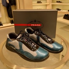 Prada Men's America's Cup Patent Leather Americas Cup Sneakers  Shoes US Size 13
