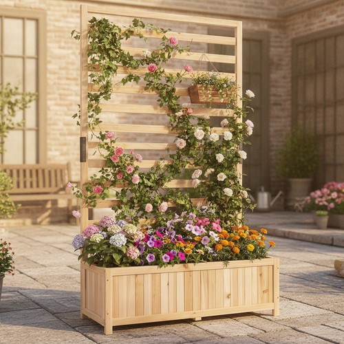Wooden planter with - wooden,