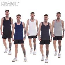 Mens 5 Pack Cool Cotton Ribbed Stretch Vests Tank Tops Summer Gym Top  S - 2XL