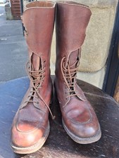 WW2 British Officers Double Buckle Boots Dated 1945 Size 8 Hobnail Ammo Dispatch