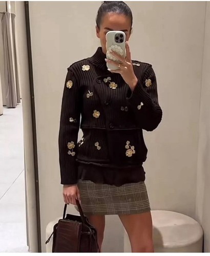 Zara knit cardigan with gold - knit,