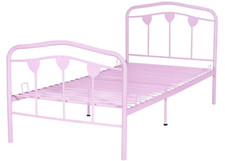Home Hearts Single Metal Bed Frame - Pink | Pink Kids Bed Frame Metal Girls
