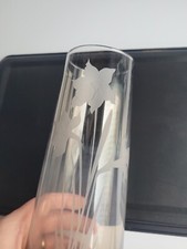 Signed Daffodils Caithness Smoky Brown Ombre Art Glass Vase Engraved WB 1980s