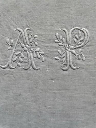 Antique french linen sheet - french,