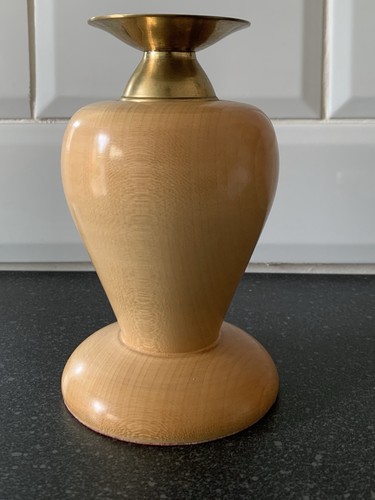 Wooden candle holder with - candle,