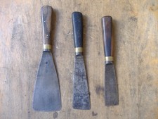THREE USED VINTAGE PAINT SCRAPPERS  WITH QUALITY WOOD HANDLES INC;SORBY