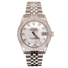 Rolex Midsize 31mm Datejust 1.75ct Diamonds White MOP Dial Steel Jubilee Watch