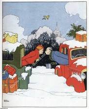 A NEAR THING. BY W. HEATH ROBINSON, (1872-1944).  PRINT : A MODERN COLOUR REPRIN