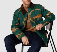 RALPH LAUREN Equestrian Jacket Barn Coat Horses rrl Print Twill Barn Green M