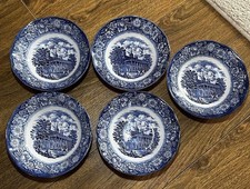 Staffordshire LIBERTY BLUE Dessert Bowls x 5 Mount Vernon Willow Pattern