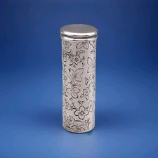 Vintage 835 Silver Flower Design Cylinder Lipstick Holder Needle Case?