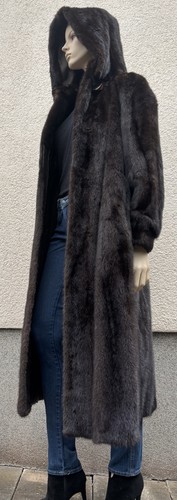Real fur coat dark - brown, mink