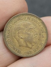 COIN SPAIN 1 PESETA 1963 mark 63 FRANCISCO Espana FRANCO Una Kayihan coins T120