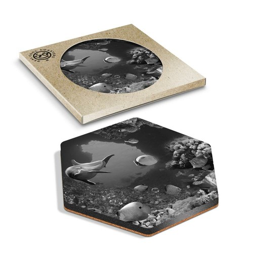 Hexagon coaster bw - coaster,