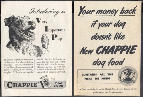 Two 1940s vintage adverts for - two,