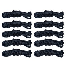 Pack of 10 Navy 3 Strand Fender Rope Line  - 2m x 8mm Fenders Docks Boat P97