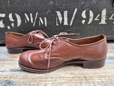 Genuine Vintage 1940s Brown Leather Military Style Lace Up Shoes Size 4 or 4.5