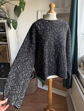 H&M Oversized Wool Blend Jumper In Black Marl Size L BNWT