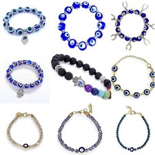Turkish Greek BLUE Evil Eye Bead Protection Good Luck Bracelet Jewellery Glass