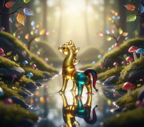 Colourful glass horse - colourful,