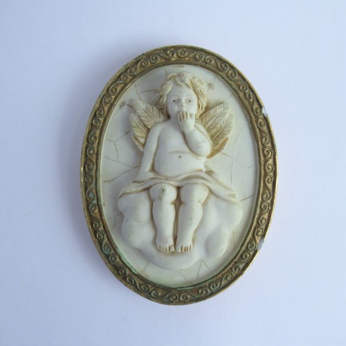 Vintage plaster cherub hanging - plaster,