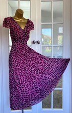 Per Una Crinkle Dress Holiday Cruise Maxi  Pink Mix Animal Print Size 14L