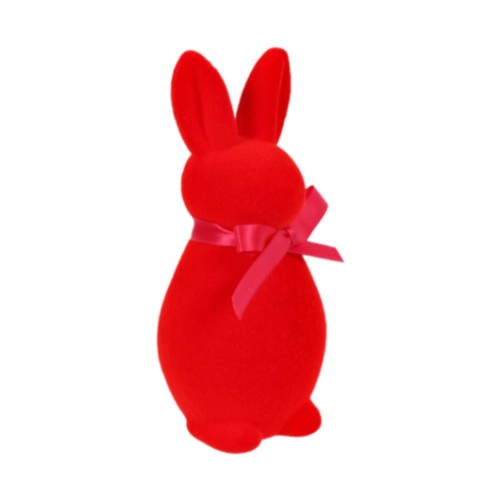 Flocked bunny figurine - flocked,