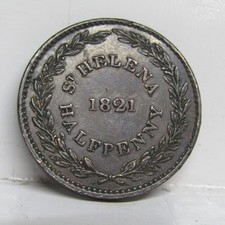 St Helena 1821 Half Penny Coin #61
