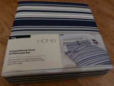 BLUE STRIPED PRINT NAUTICAL STYLE Bedding Duvet Cover set KING SIZE NEW-NO LABEL