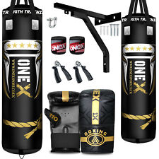 Punch Bag 4-5ft Filled Heavy Duty Punching Training Suspended Boxing Bag MMA Set