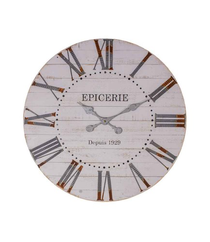 Wall clock wood white 60cm - wall,