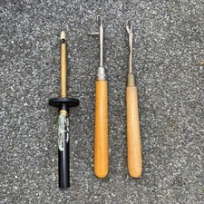 Three Vintage Rag Rugs Tool Latch Hook Readicut 