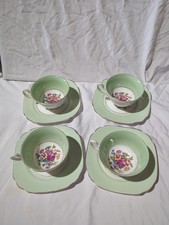 taylor and kent longton bone china england tea cups and saucers X 4 Chabby Chic 