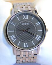 Women's Boys Large Face Sekonda Black Dial Roman Numerals Watch Small Strap