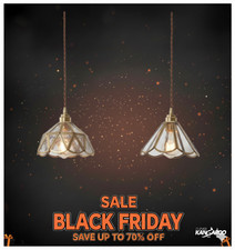 Retro Ceiling Light Stained Glass Shade Pendant Lampshade Vintage Flower-drop