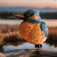 Large fat Kingfisher Bird Garden Ornament Outdoor Animal Statue Decoration