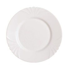 Luminarc Cadix Dinner Plate 25cm Opal Tempered Glass Shallow Wavy White Round