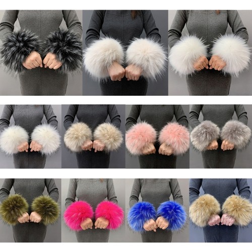 Womens faux fur wrist cuffs - fur,