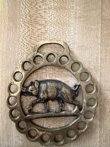 Brass horse medallion antique - horse,