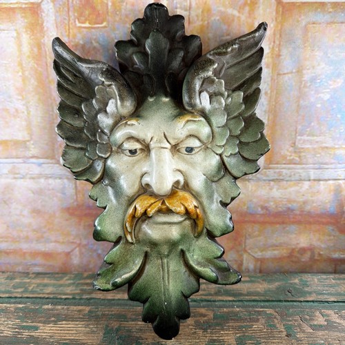 Green man mask glazed - man, mask,