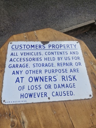 Original enamel garage warning - original,